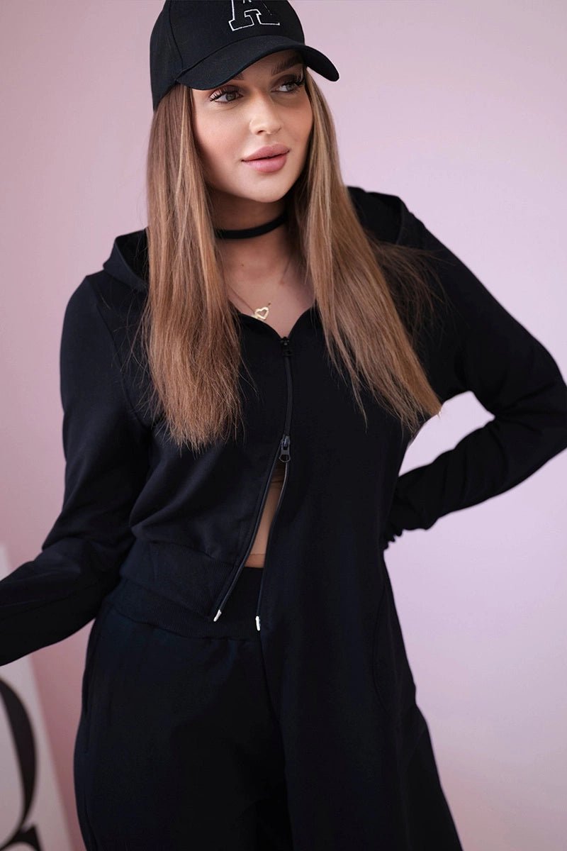 Set with a sweatshirt with a longer side 9365 / – Dark || green цвет / color | Lexline Fashion