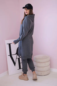 Set with a sweatshirt with a longer side 9365 / – Graphite цвет / color | Lexline Fashion