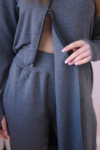 Set with a sweatshirt with a longer side 9365 / – Graphite цвет / color | Lexline Fashion