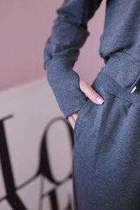 Set with a sweatshirt with a longer side 9365 / – Graphite цвет / color | Lexline Fashion