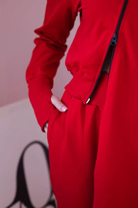 Set with a sweatshirt with a longer side 9365 / – Red цвет / color | Lexline Fashion