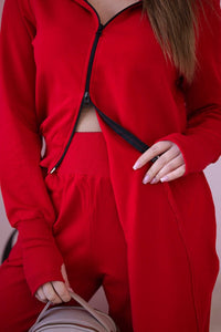 Set with a sweatshirt with a longer side 9365 / – Red цвет / color | Lexline Fashion