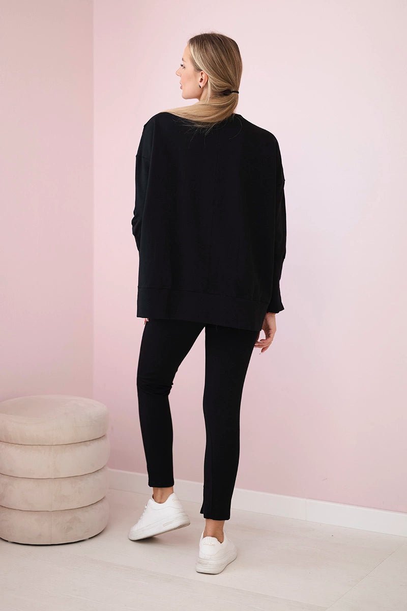 Set with an oversize blouse 9328 / – Black цвет / color | Lexline Fashion
