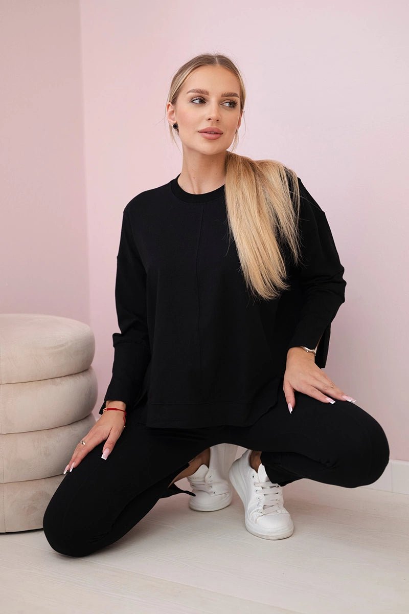 Set with an oversize blouse 9328 / – Black цвет / color | Lexline Fashion