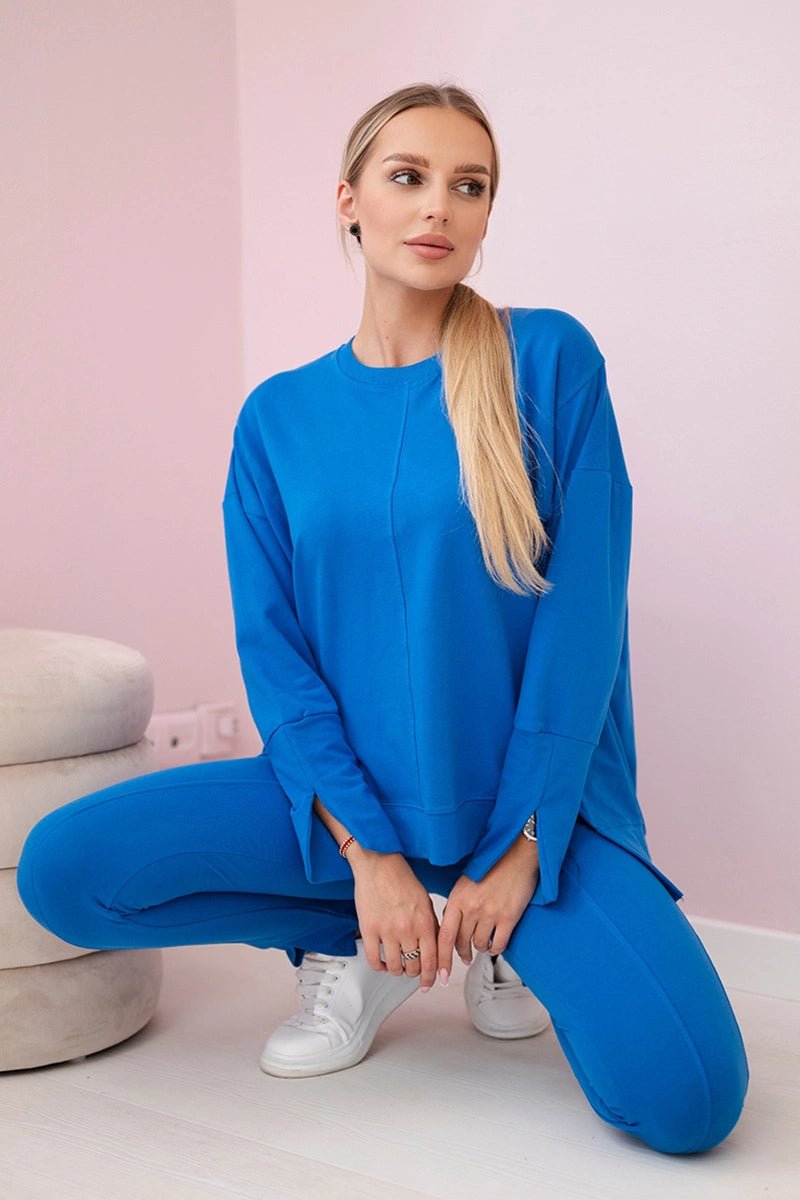 Set with an oversize blouse 9328 / – Blue cornflower цвет / color | Lexline Fashion