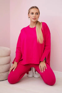 Set with an oversize blouse 9328 / – Fuchsia цвет / color | Lexline Fashion