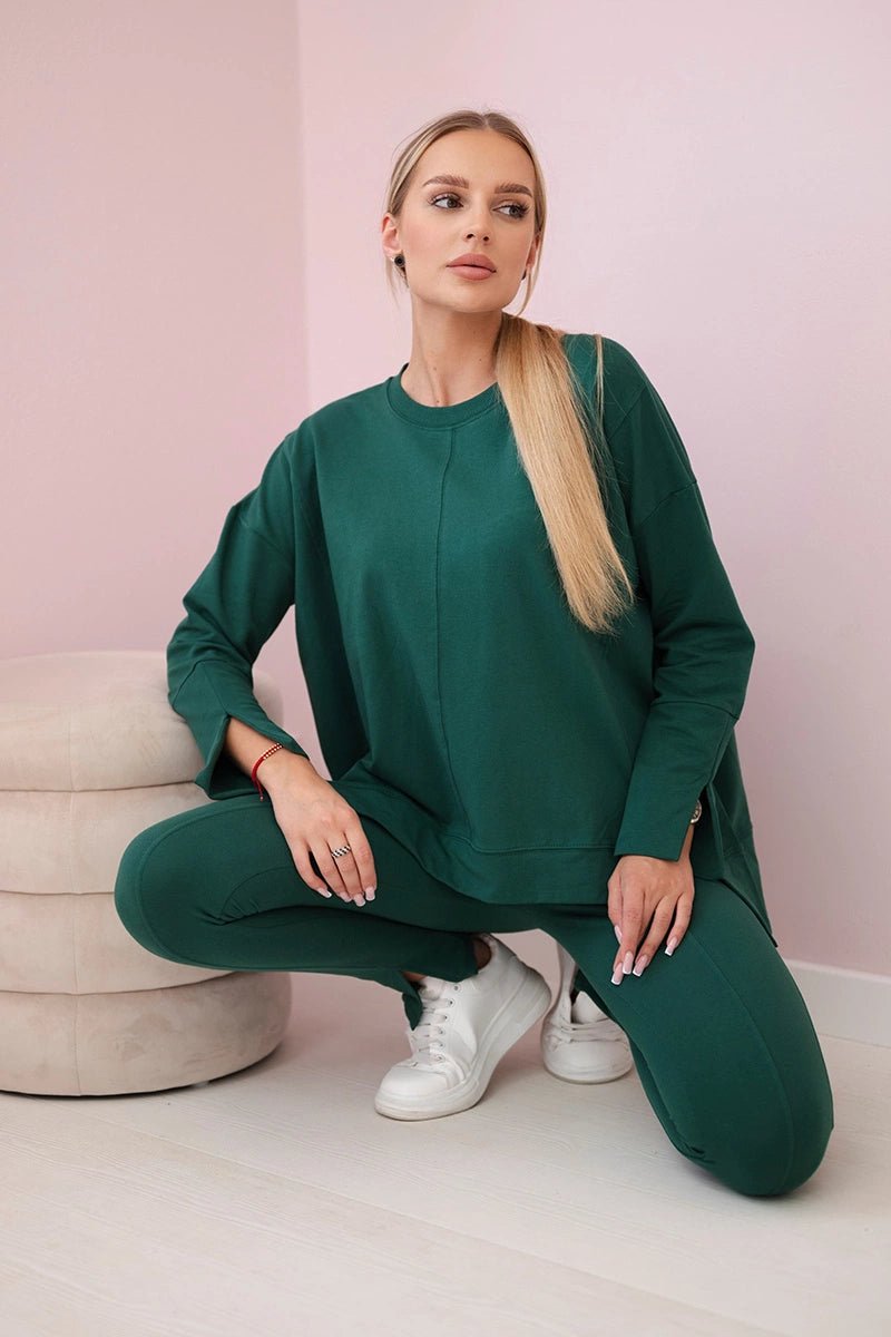Set with an oversize blouse 9328 / – Green цвет / color | Lexline Fashion