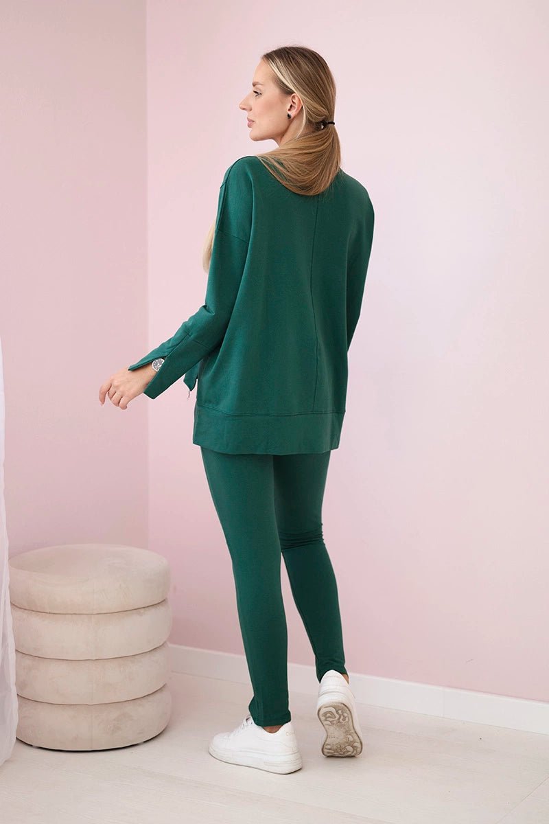 Set with an oversize blouse 9328 / – Green цвет / color | Lexline Fashion