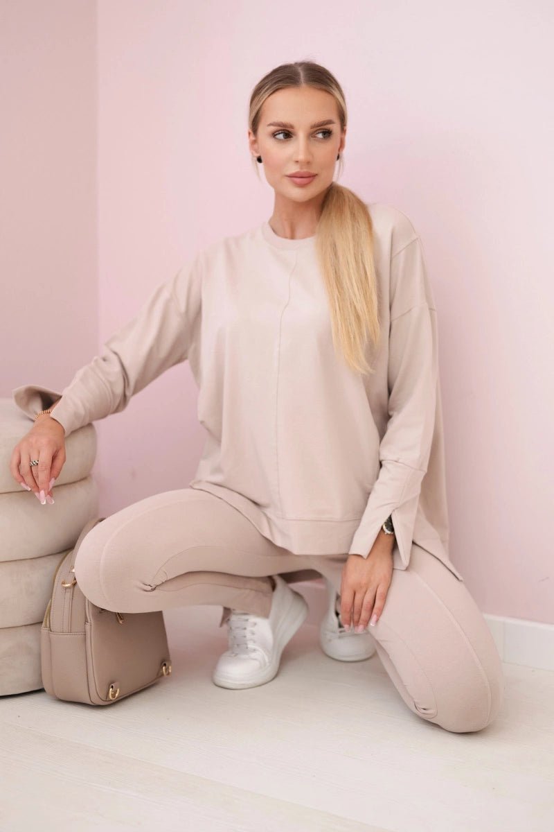 Set with an oversize blouse 9328 / – Light || Beige цвет / color | Lexline Fashion