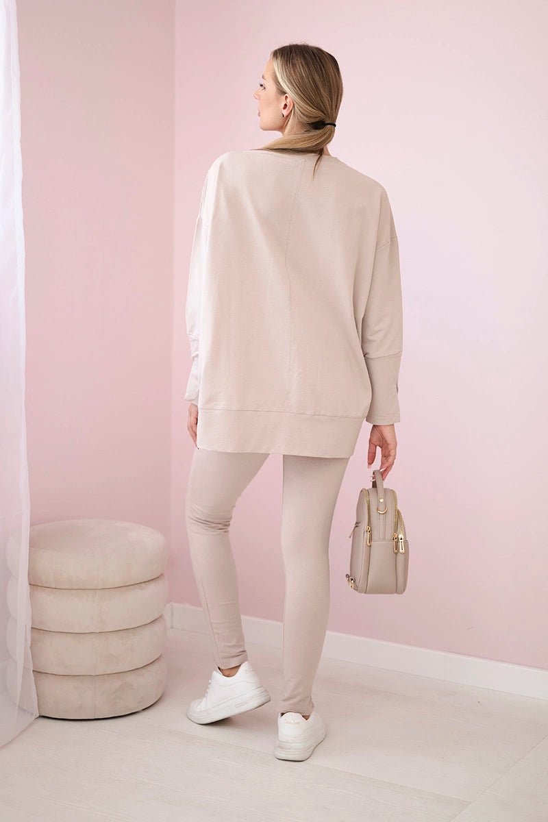Set with an oversize blouse 9328 / – Light || Beige цвет / color | Lexline Fashion