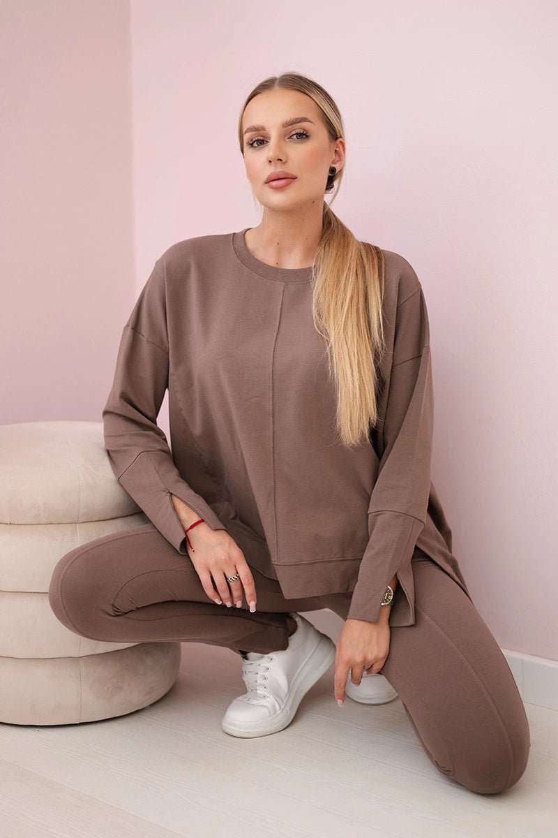 Set with an oversize blouse 9328 / – Mocca цвет / color | Lexline Fashion