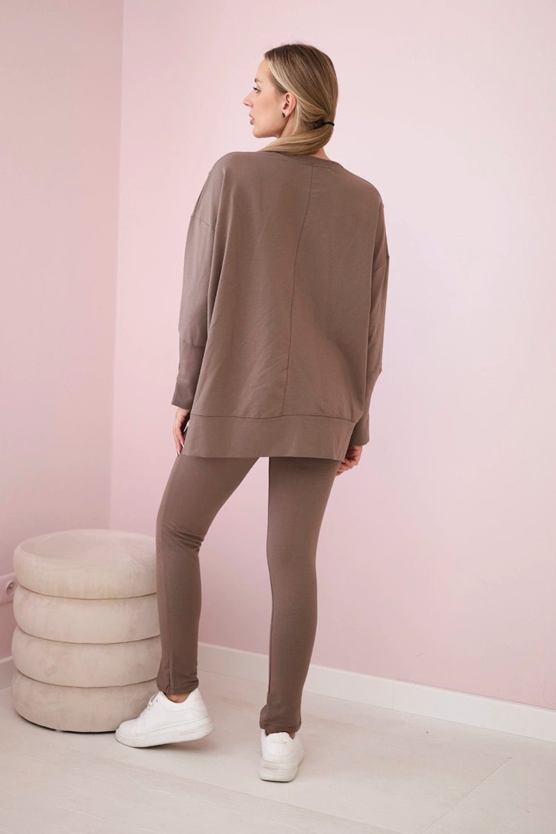 Set with an oversize blouse 9328 / – Mocca цвет / color | Lexline Fashion