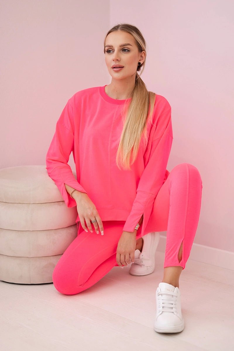 Set with an oversize blouse 9328 / – Pink || Neon цвет / color | Lexline Fashion