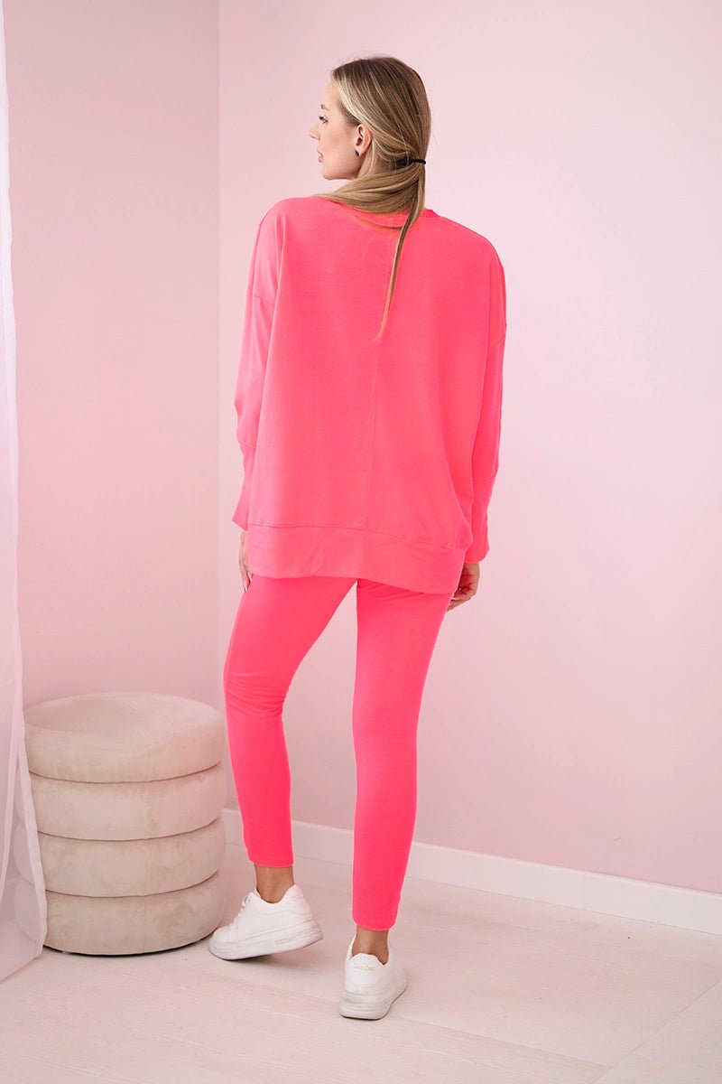 Set with an oversize blouse 9328 / – Pink || Neon цвет / color | Lexline Fashion