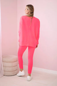 Set with an oversize blouse 9328 / – Pink || Neon цвет / color | Lexline Fashion