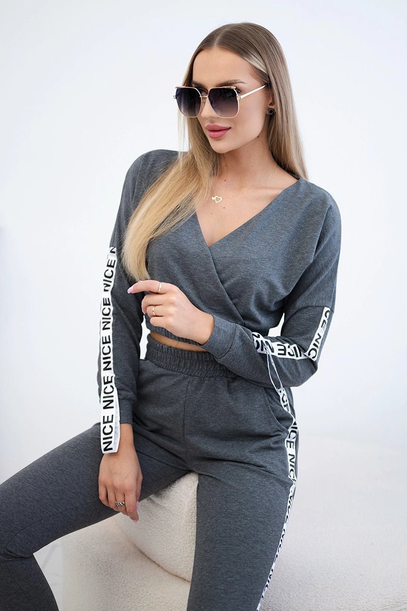 Set with decorative stripes 9240 / – Graphite || Melange цвет / color | Lexline Fashion