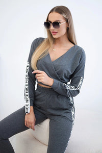 Set with decorative stripes 9240 / – Graphite || Melange цвет / color | Lexline Fashion