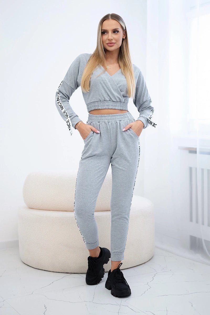 Set with decorative stripes 9240 / – Gray цвет / color | Lexline Fashion