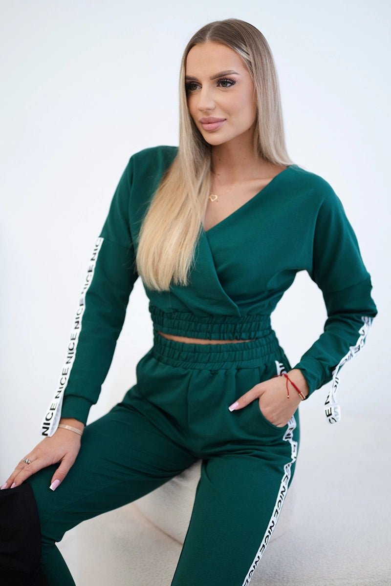 Set with decorative stripes 9240 / – Green цвет / color | Lexline Fashion