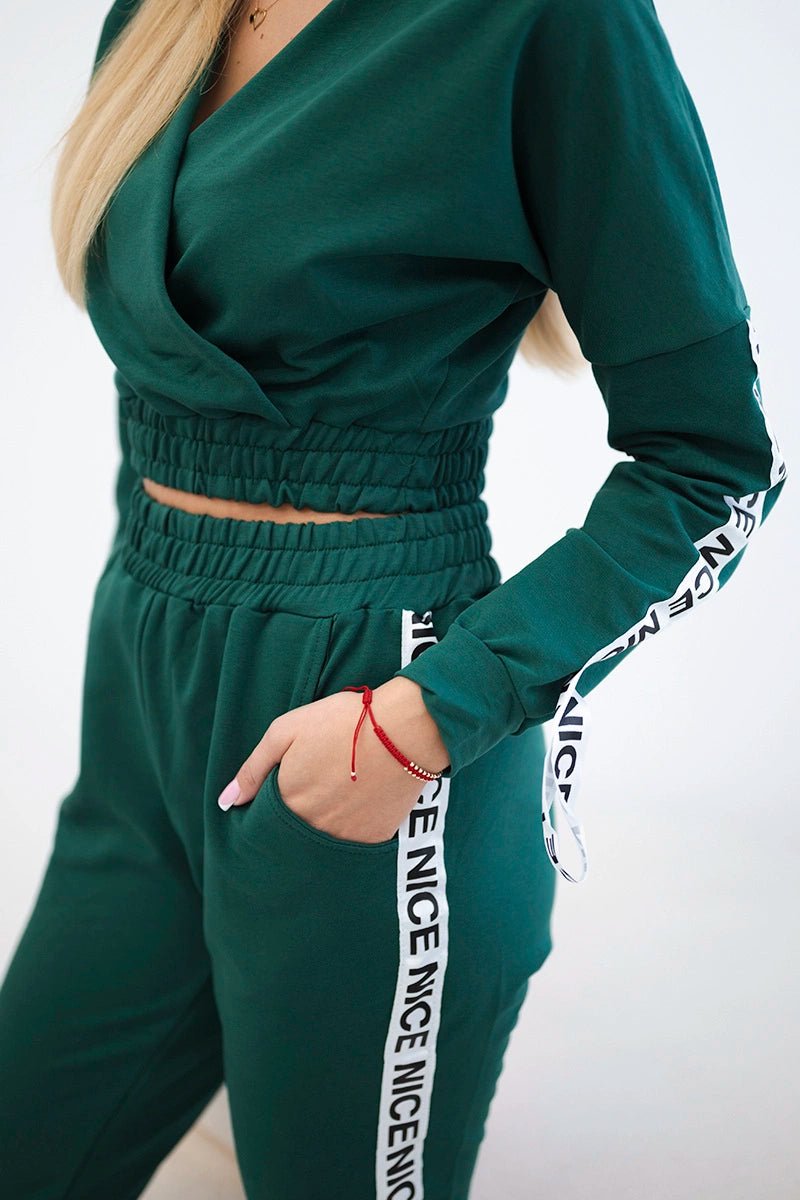 Set with decorative stripes 9240 / – Green цвет / color | Lexline Fashion