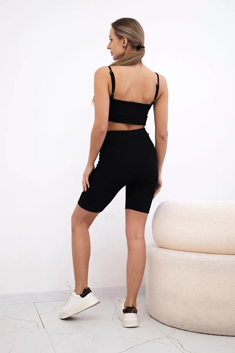 Set with high - waisted shorts 9354 / – Black цвет / color | Lexline Fashion