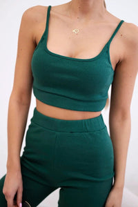 Set with high - waisted shorts 9354 / – Green цвет / color | Lexline Fashion