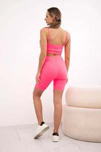 Set with high - waisted shorts 9354 / – Pink || Neon цвет / color | Lexline Fashion