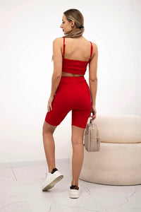 Set with high - waisted shorts 9354 / – Red цвет / color | Lexline Fashion