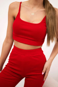 Set with high - waisted shorts 9354 / – Red цвет / color | Lexline Fashion