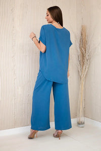 Set with necklace blouse + pants 6433 / – Dark || jeans цвет / color | Lexline Fashion