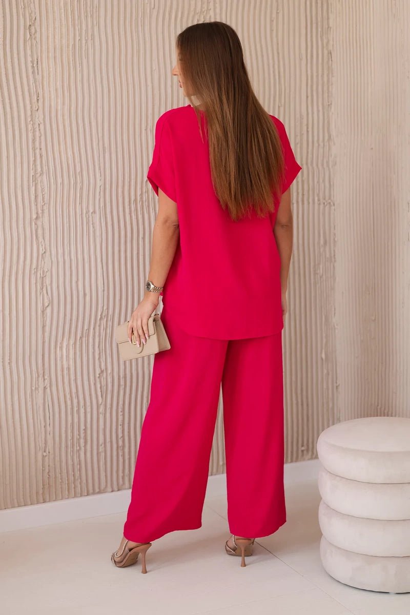 Set with necklace blouse + pants 6433 / – Fuchsia цвет / color | Lexline Fashion