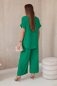 Set with necklace blouse + pants 6433 / – Green цвет / color | Lexline Fashion