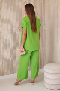 Set with necklace blouse + pants 6433 / – Green || Light цвет / color | Lexline Fashion