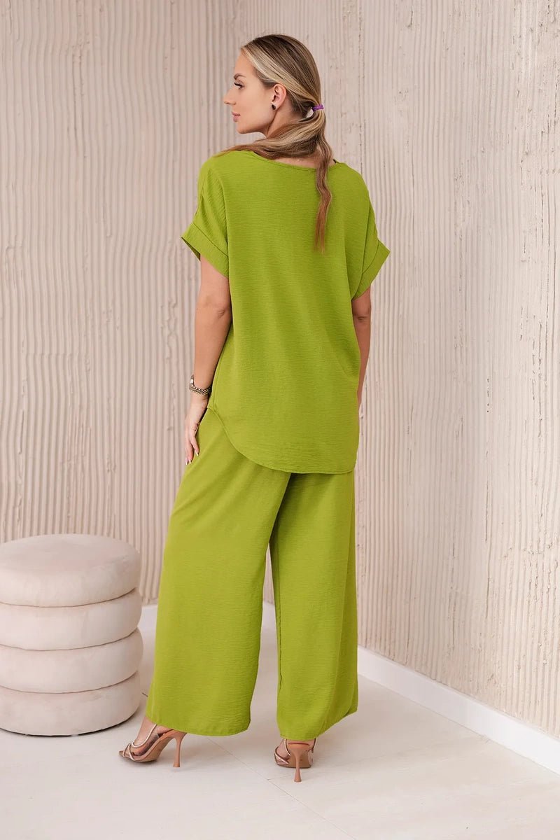 Set with necklace blouse + pants 6433 / – Kiwi цвет / color | Lexline Fashion