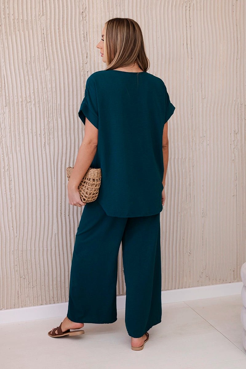 Set with necklace blouse + pants 6433 / – Marine цвет / color | Lexline Fashion
