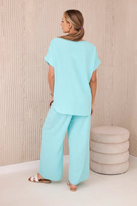 Set with necklace blouse + pants 6433 / – Mint цвет / color | Lexline Fashion