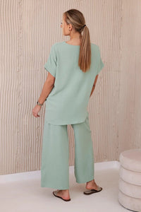 Set with necklace blouse + pants 6433 / – Mint || Dark цвет / color | Lexline Fashion