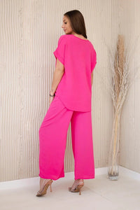 Set with necklace blouse + pants 6433 / – Pink цвет / color | Lexline Fashion