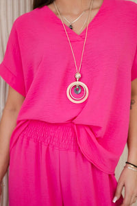 Set with necklace blouse + pants 6433 / – Pink цвет / color | Lexline Fashion