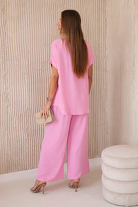 Set with necklace blouse + pants 6433 / – Pink || Light цвет / color | Lexline Fashion