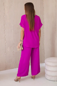 Set with necklace blouse + pants 6433 / – Purple || Dark цвет / color | Lexline Fashion