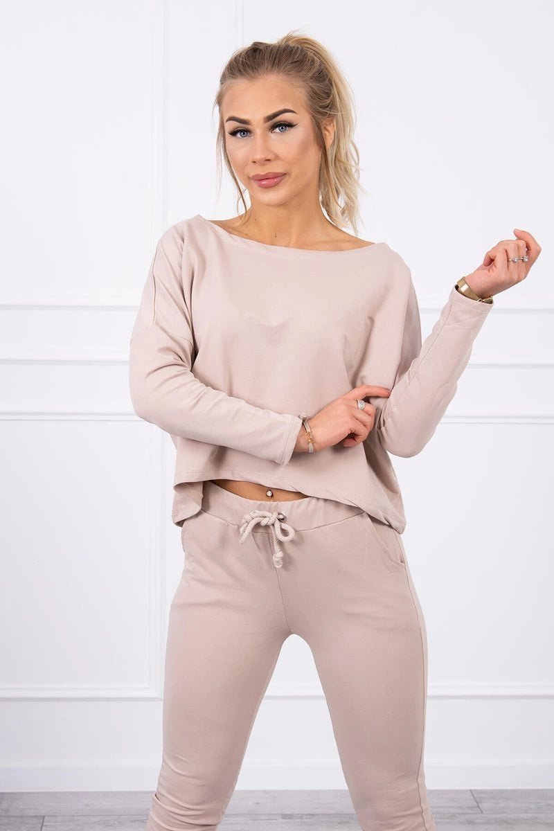 Set with oversized blouse 9091 / – Beige цвет / color | Lexline Fashion