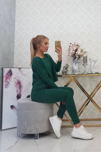 Set with oversized blouse 9091 / – Green цвет / color | Lexline Fashion