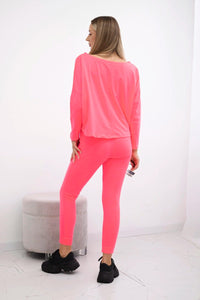 Set with oversized blouse 9091 / – Neon pink цвет / color | Lexline Fashion