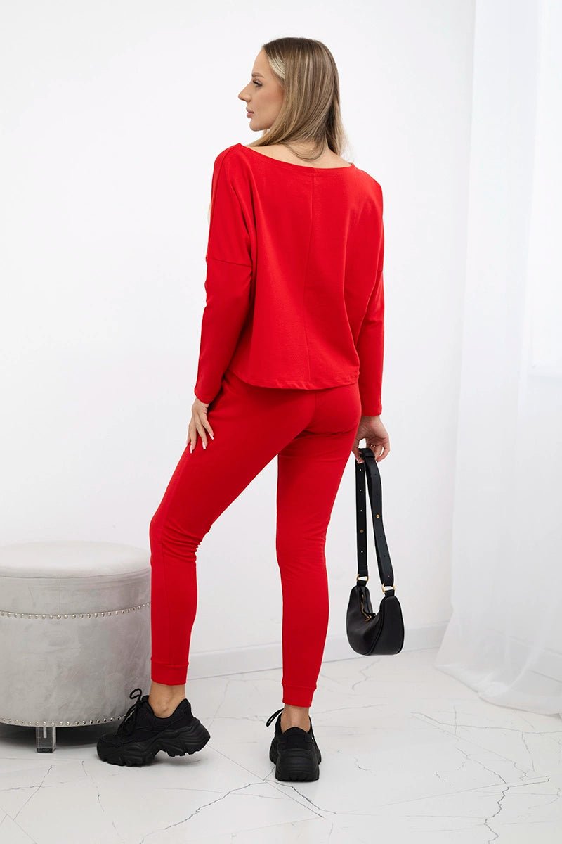Set with oversized blouse 9091 / – Red цвет / color | Lexline Fashion