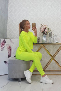 Set with oversized blouse 9091 / – Yellow neon цвет / color | Lexline Fashion