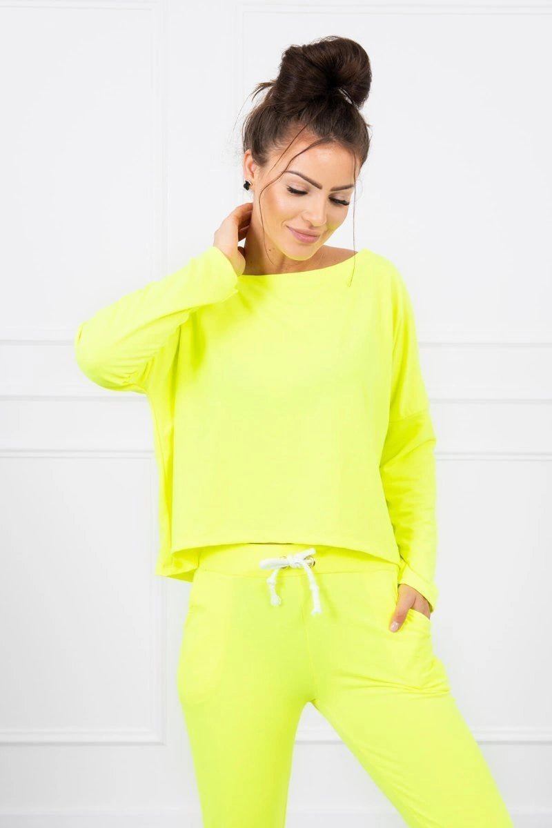 Set with oversized blouse 9091 / – Yellow neon цвет / color | Lexline Fashion