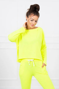 Set with oversized blouse 9091 / – Yellow neon цвет / color | Lexline Fashion