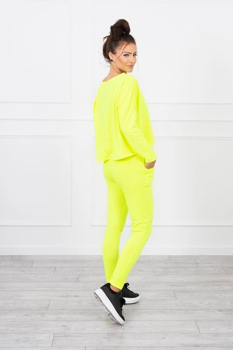 Set with oversized blouse 9091 / – Yellow neon цвет / color | Lexline Fashion