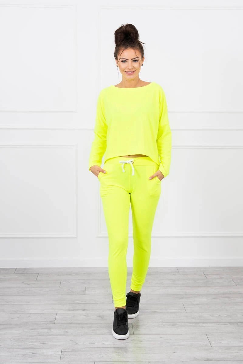 Set with oversized blouse 9091 / – Yellow neon цвет / color | Lexline Fashion